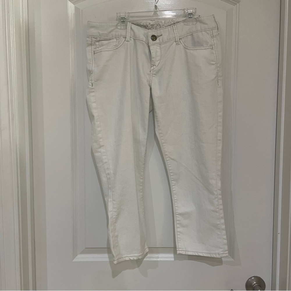 Express Winter white Cropped Jeans slim fit ultra low rise size 8
